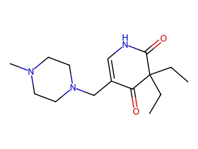 2,4(1H,3H)-Pyridinedione, 3,3-diethyl-5-((4-methyl-1-piperazinyl)methyl)- structure