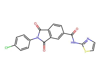 2-(4-chlorophenyl)-1,3-dioxo-N-(1,3-thiazol-2-yl)isoindole-5-carboxamide structure