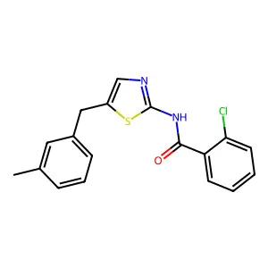 2-chloro-N-[5-(3-methylbenzyl)-1,3-thiazol-2-yl]benzamide structure