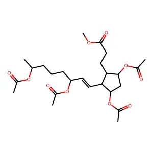 Methyl 3-[3,5-diacetyloxy-2-(3,7-diacetyloxyoct-1-enyl)cyclopentyl]propanoate structure