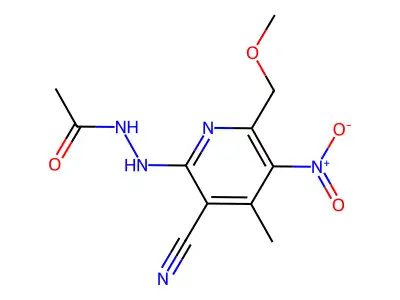 Acetic acid, 2-(3-cyano-6-(methoxymethyl)-4-methyl-5-nitro-2-pyridinyl)hydrazide structure