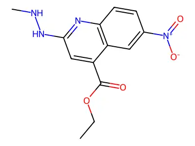 4-Quinolinecarboxylic acid, 2-(2-methylhydrazino)-6-nitro-, ethyl ester structure