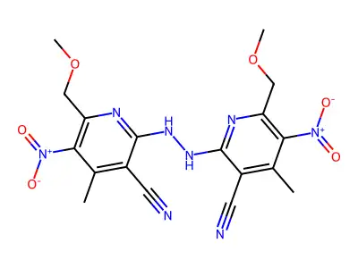3-Pyridinecarbonitrile, 2,2'-hydrazobis(6-(methoxymethyl)-4-methyl-5-nitro- structure