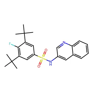 3,5-ditert-butyl-4-fluoro-N-quinolin-3-ylbenzenesulfonamide structure