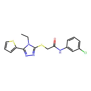N-(3-CL-PH)-2-((4-Ethyl-5-(2-thienyl)-4H-1,2,4-triazol-3-YL)thio)acetamide structure