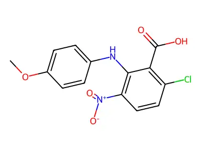 6-Chloro-2-(4-methoxyanilino)-3-nitrobenzoic acid structure