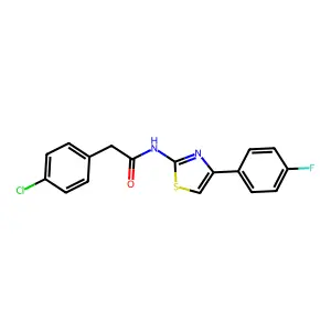 2-(4-chlorophenyl)-N-[4-(4-fluorophenyl)-1,3-thiazol-2-yl]acetamide structure