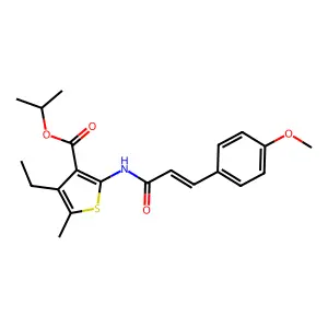 isopropyl 4-ethyl-2-{[3-(4-methoxyphenyl)acryloyl]amino}-5-methyl-3-thiophenecarboxylate structure