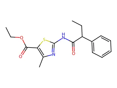 Ethyl 4-methyl-2-[(2-phenylbutanoyl)amino]-1,3-thiazole-5-carboxylate structure
