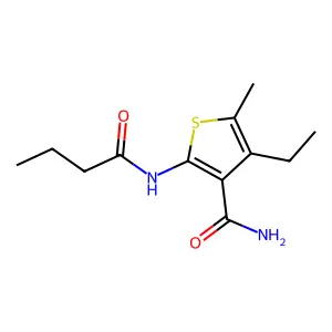 2-(Butanoylamino)-4-ethyl-5-methylthiophene-3-carboxamide structure