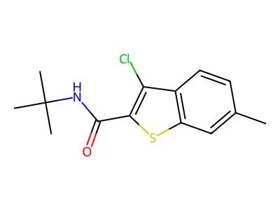 N-tert-butyl-3-chloro-6-methyl-1-benzothiophene-2-carboxamide structure
