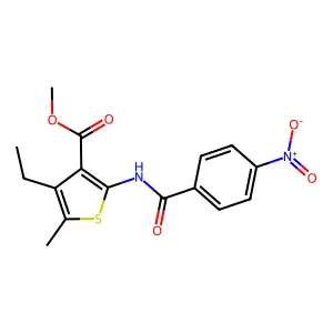Methyl 4-ethyl-5-methyl-2-[(4-nitrobenzoyl)amino]thiophene-3-carboxylate structure