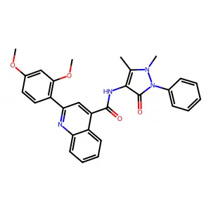 2-(2,4-dimethoxyphenyl)-N-(1,5-dimethyl-3-oxo-2-phenylpyrazol-4-yl)quinoline-4-carboxamide structure