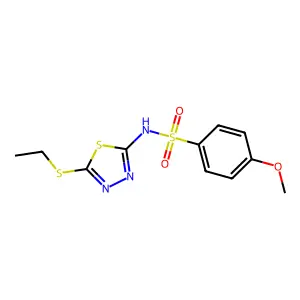 N-[5-(ethylsulfanyl)-1,3,4-thiadiazol-2-yl]-4-methoxybenzenesulfonamide structure