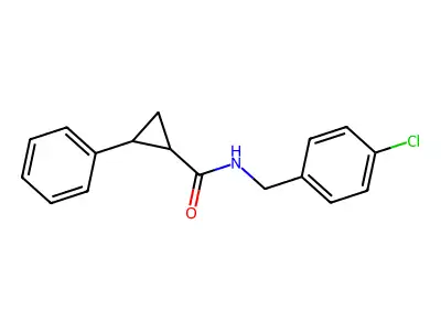 N-[(4-chlorophenyl)methyl]-2-phenylcyclopropane-1-carboxamide structure
