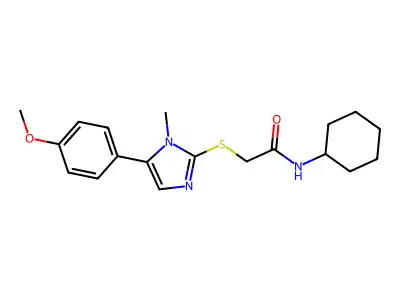 N-cyclohexyl-2-[5-(4-methoxyphenyl)-1-methylimidazol-2-yl]sulfanylacetamide structure