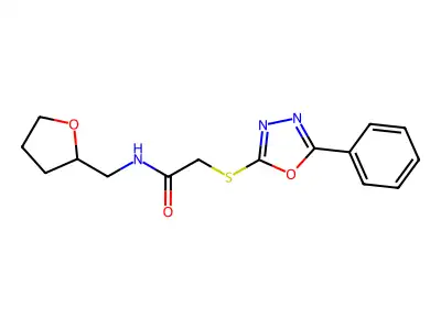 N-[(oxolan-2-yl)methyl]-2-[(5-phenyl-1,3,4-oxadiazol-2-yl)sulfanyl]acetamide structure