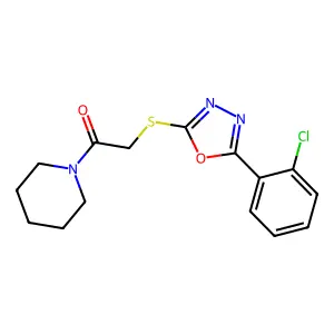 2-[[5-(2-Chlorophenyl)-1,3,4-oxadiazol-2-yl]thio]-1-(1-piperidinyl)ethanone structure