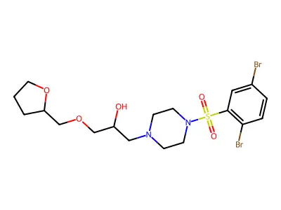 1-[4-(2,5-dibromophenyl)sulfonylpiperazin-1-yl]-3-(oxolan-2-ylmethoxy)propan-2-ol structure