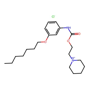 Carbanilic acid, m-heptyloxy-, 2-piperidinoethyl ester, hydrochloride structure
