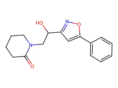2-Piperidinone, 1-(2-hydroxy-2-(5-phenyl-3-isoxazolyl)ethyl)- structure