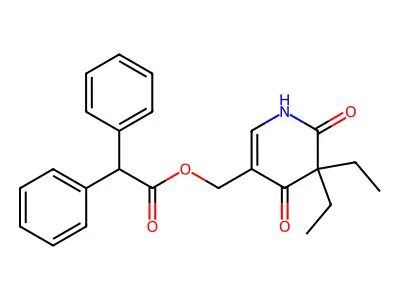 3,3-Diethyl-5-diphenylacetyloxymethyl-2,4-pyridinedione structure