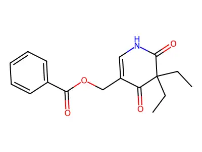2,4(1H,3H)-Pyridinedione, 5-((benzoyloxy)methyl)-3,3-diethyl- structure