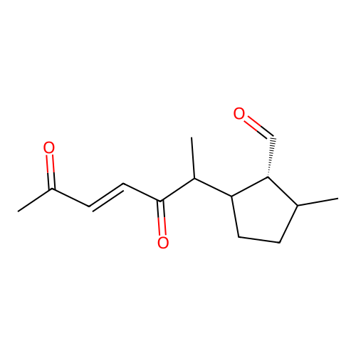 Cyclopentanecarboxaldehyde, 2-methyl-5-(1-methyl-2,5-dioxo-3-hexenyl)- structure