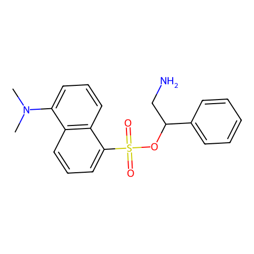 1-Naphthalenesulfonic acid, 5-(dimethylamino)-, 2-amino-1-phenylethyl ester structure