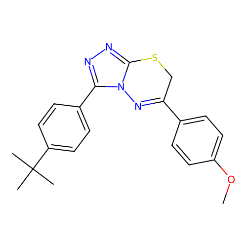 3-(4-tert-butylphenyl)-6-(4-methoxyphenyl)-7H-[1,2,4]triazolo[3,4-b][1,3,4]thiadiazine structure