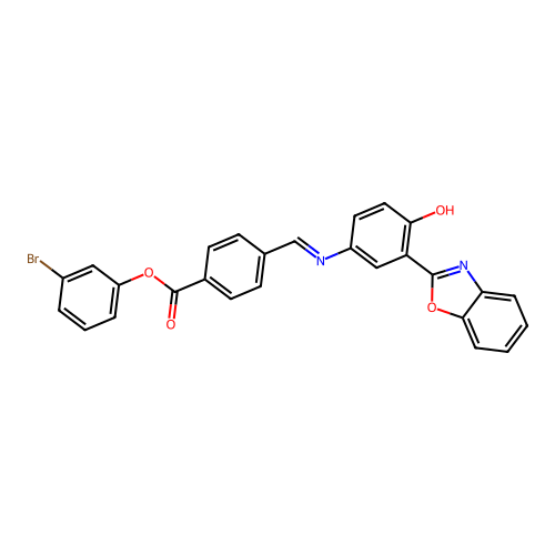3-BROMOPHENYL 4-[(E)-{[3-(1,3-BENZOXAZOL-2-YL)-4-HYDROXYPHENYL]IMINO}METHYL]BENZOATE structure