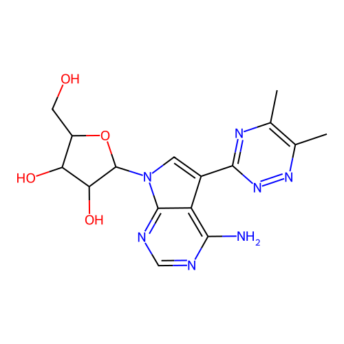 5-(5,6-dimethyl-1,2,4-triazin-3-yl)-7-pentofuranosyl-7h-pyrrolo[2,3-d]pyrimidin-4-amine structure