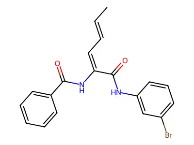 N-[1-(3-bromoanilino)-1-oxohexa-2,4-dien-2-yl]benzamide structure