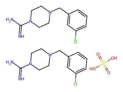 1-Piperazinecarboximidamide, 4-((3-chlorophenyl)methyl)-, sulfate (2:1) structure