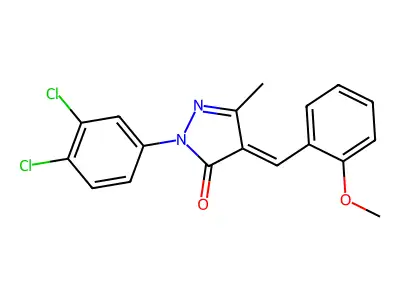 (4E)-2-(3,4-dichlorophenyl)-4-[(2-methoxyphenyl)methylidene]-5-methylpyrazol-3-one structure