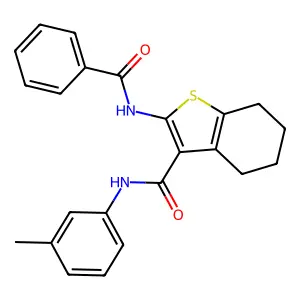 2-benzamido-N-(3-methylphenyl)-4,5,6,7-tetrahydro-1-benzothiophene-3-carboxamide structure
