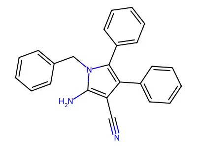 2-amino-1-benzyl-4,5-diphenyl-1H-pyrrole-3-carbonitrile structure