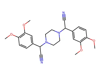 2,2'-(Piperazine-1,4-diyl)bis[(3,4-dimethoxyphenyl)acetonitrile] structure