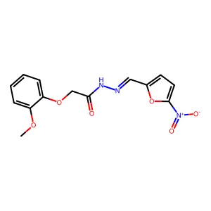 2-(2-Methoxyphenoxy)acetic acid 2-[(5-nitro-2-furanyl)methylene]hydrazide structure