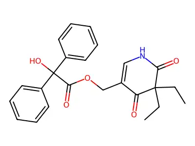 3,3-Diethyl-5-diphenylhydroxyacetyloxymethyl-2,4-pyridinedione structure
