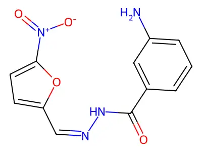 3-amino-N-[(5-nitrofuran-2-yl)methylideneamino]benzamide structure