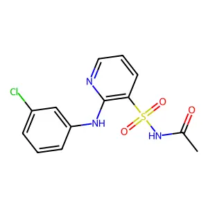 N-acetyl-2-(3-chloroanilino)-3-pyridinesulfonamide structure