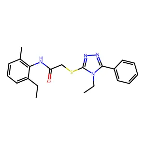 N-(2-ethyl-6-methylphenyl)-2-[(4-ethyl-5-phenyl-1,2,4-triazol-3-yl)sulfanyl]acetamide structure