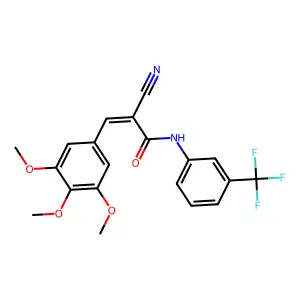 (E)-2-cyano-N-(3-(trifluoromethyl)phenyl)-3-(3,4,5-trimethoxyphenyl)acrylamide structure