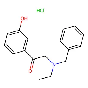 1-(3-hydroxyphenyl)-1-oxo-2-(N-benzyl-N-ethyl)aminoethane hydrochloride structure