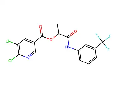 1-{[3-(Trifluoromethyl)phenyl]carbamoyl}ethyl 5,6-dichloropyridine-3-carboxylate structure