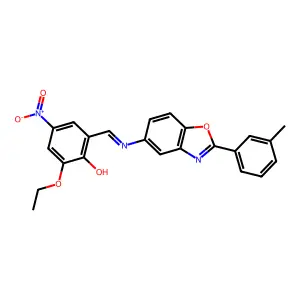 2-Ethoxy-4-nitro-6-[(2-m-tolyl-benzooxazol-5-ylimino)-methyl]-phenol structure