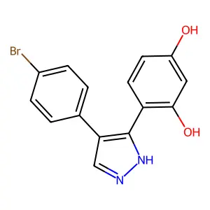 4-(4-(4-bromophenyl)-1H-pyrazol-3-yl)benzene-1,3-diol structure