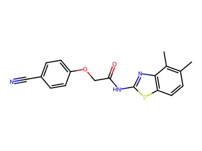 2-(4-cyanophenoxy)-N-(4,5-dimethyl-1,3-benzothiazol-2-yl)acetamide structure