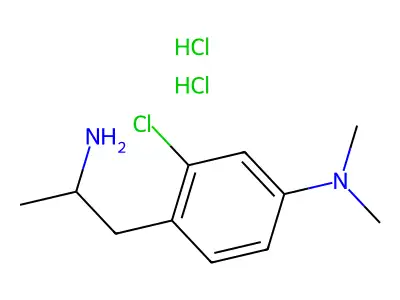 Phenethylamine, 2-chloro-4-dimethylamino-alpha-methyl-, dihydrochloride structure